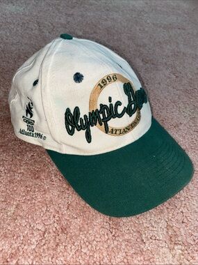 Vintage 1996 Atlanta Olympic Hat - White and Forest Green